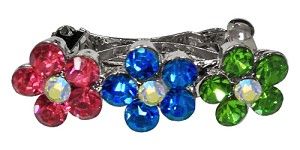 Dog Hair Accessories: Rhinestones Flower Shape French Barrette Clip for dogs (3) Color Choices by Mirage