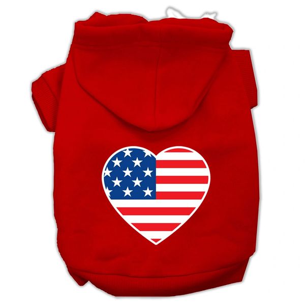 Dog Hoodies: American Flag Heart Screened Print Dog Hoodie by Mirage Pet Products USA