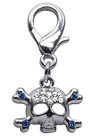 PET CHARM: Beautiful Crystals Dog Dangle Skull Charm in Different Colors for Dog Collars
