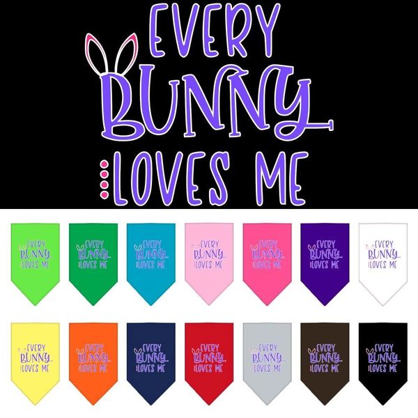 Dog Bandanas: Easter Tie On Bandana Screen Print Large or Small Mirage Pet Products USA - 'EVERY BUNNY LOVES ME'