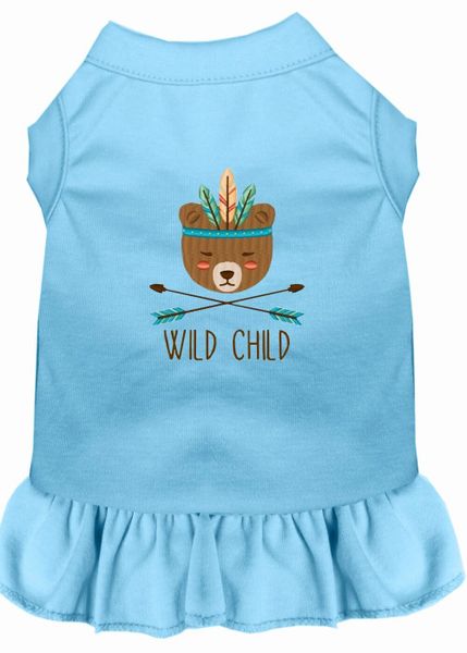 DOG DRESSES: Embroidered Dog Dress WILD CHILD in 7 Different Solid Colors & Sizes 10 (Sm) - 22 (4X) Made in USA