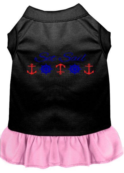 DOG DRESSES: Embroidered 'SET SAIL' Dog Dress in 4 Different Mixed Colors & Sizes 10 (Sm) - 20 (3X) Made in USA