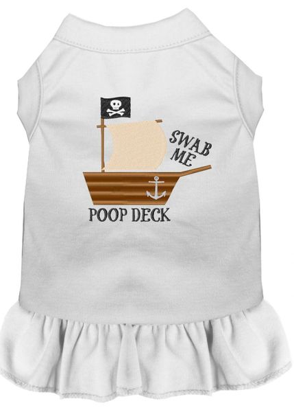 DOG DRESSES: Embroidered Dog Dress POOP DECK in 7 Different Solid Colors & Sizes 10 (Sm) - 22 (4X) Made in USA