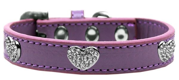 Dog Collars: CLEAR CRYSTAL HEARTS on Premium Durable Dog Collar in Different Colors & Sizes Made in USA by MiragePetProducts