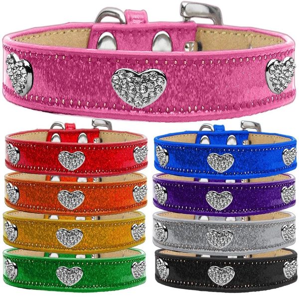 Dog Collars: CLEAR CRYSTAL HEARTS on ICE CREAM Durable Dog Collar in Different Colors & Sizes. Proudly made in USA by MiragePetProducts