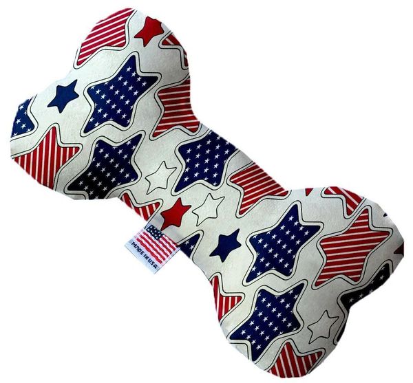 PET TOYS: Soft Durable Fabric or Canvas Bone Shape Pet Toy in 3 Sizes Made in USA by MiragePetProducts - PATRIOTIC STARS
