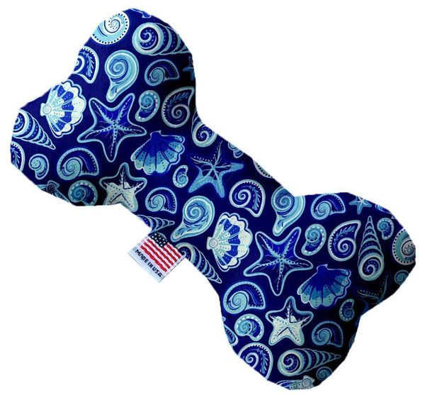 PET TOYS: Soft Durable Fabric or Canvas Bone Shape Pet Toy in 3 Sizes Made in USA by MiragePetProducts - BLUE SEASHELLS