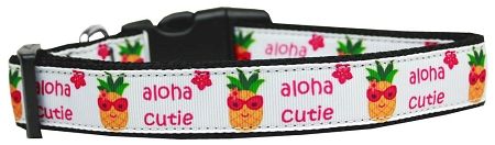 Dog Collars: Nylon Ribbon Collar ALOHA CUTIE by Mirage Pet Products USA - Matching Leash Sold Separately