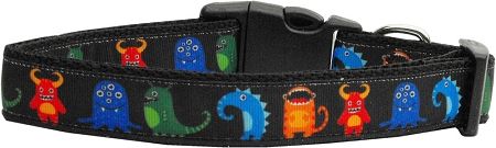Dog Collars: Nylon Ribbon Dog Collar BLACK MONSTERS by Mirage Pet Products USA - Matching Leash Sold Separately