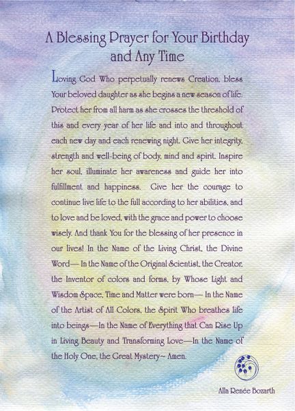 A Blessing Prayer for Your Birthday and Any Time - For Her - Full Page