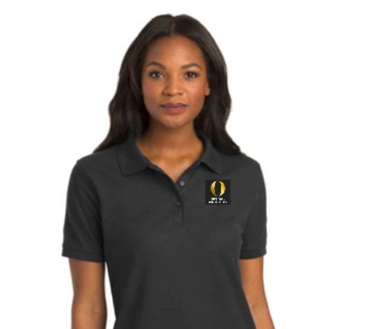 Women's black polo shirt