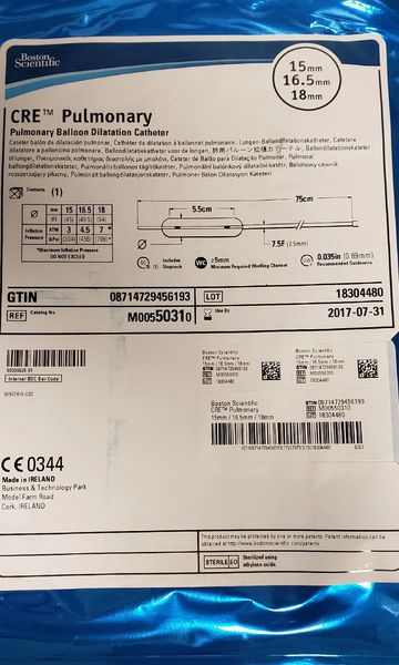 BOSTON SCIENTIFIC 5031 CRE PULMONARY BALLOON DILATATION CATHETER 15MM ...