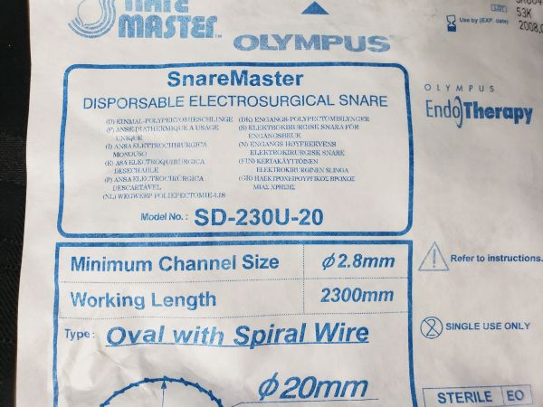 OLYMPUS SD-230U-20 SNARE MASTER ELECTROSURGICAL SNARE 2.8mm X 2300mm (X)