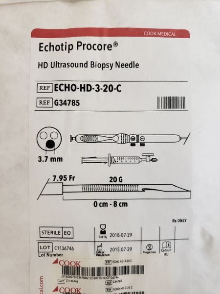 COOK MEDICAL G34785 ECHOTIP PROCORE HD ULTRASOUND BIOPSY NEEDLE