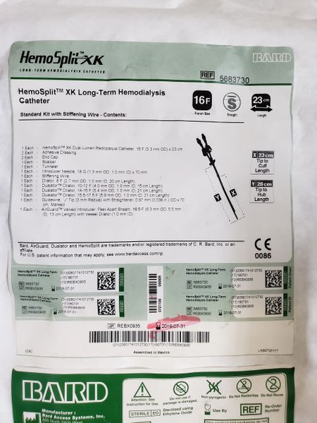 BARD 5683730 HEMOSPLIT XK LONG-TERM HEMODIALYSIS CATHETER (X)