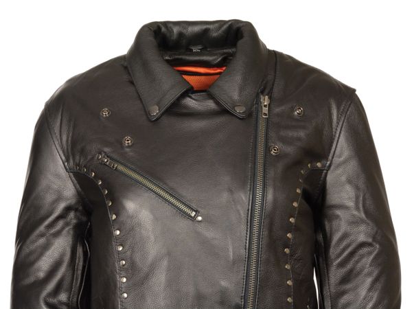 Women's Milwaukee Leather Classic M/C Motorcycle Jacket w/Rivet Detailing ML1948