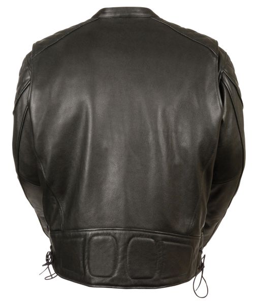 Men's Full Side Lace Vented Leather Scooter Motorcycle Jacket MLM1580