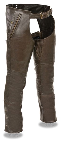 Men's Milwaukee Leather Retro Brown Four Pocket Chap w/Snap Out Thermal Liner ML1191RT