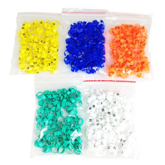 Numbered Clip Rings (Pack of 100) 5 Colours