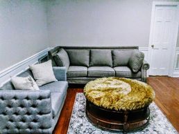 Moving Screening Room Grey Couches 