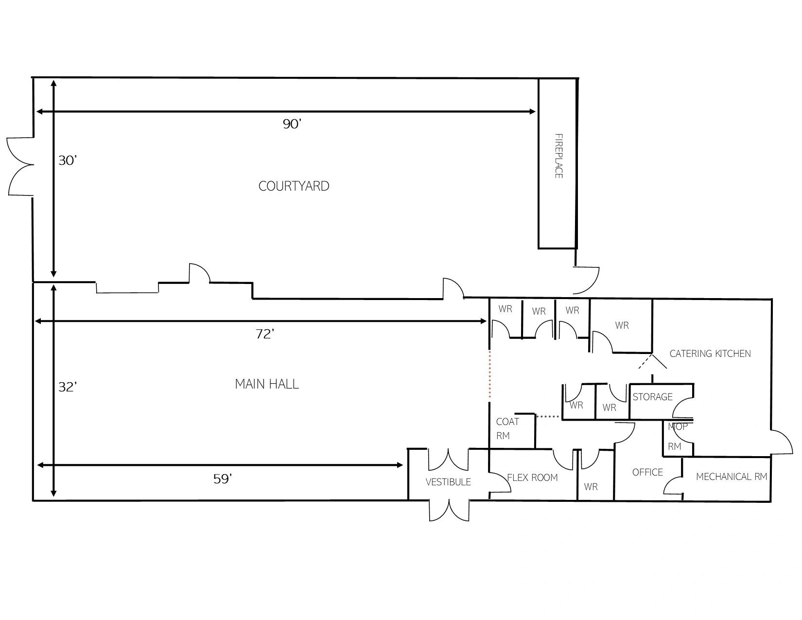 Floor plan, venue size, measurements