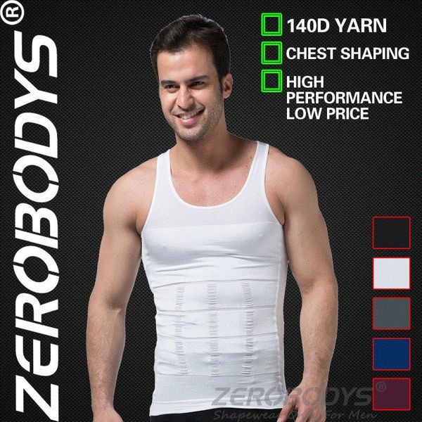 Men Slimming Body Shaper Belly Chest Compression Vest Girdle T