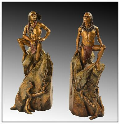 Dan Garrett Large Original Native American Bronze Sculpture Bookends ...