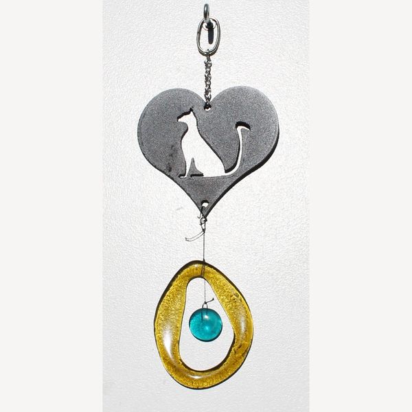 0835-M Cat Lover's Heart Metal Mini Chime