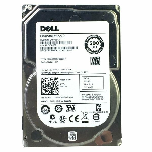 Dell 500GB 7.2K 3.5 SATA 6Gbps内蔵ハードドライブ（400-ADYO） 予約