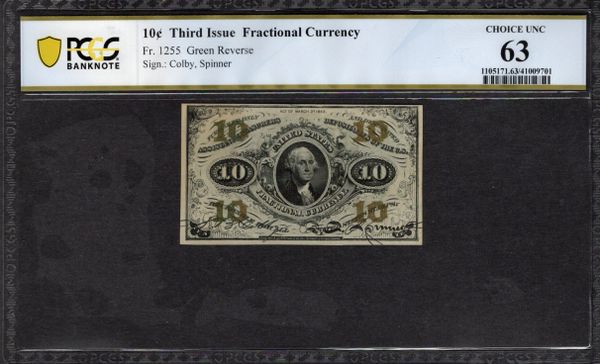 Third Issue 10 Cents PCGS 63 Fr.1255 Item #41009701
