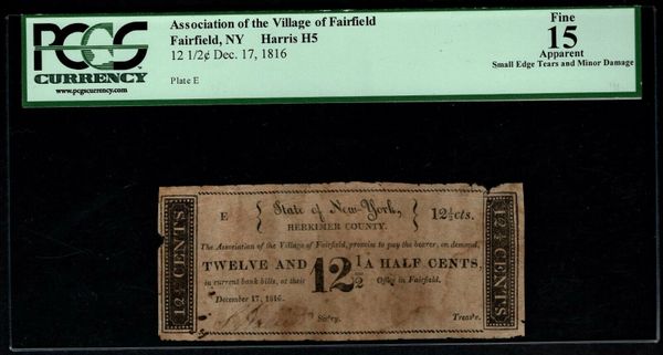 1816 12-1/2c Association of the Village of Fairfield New York PCGS 15 Item #80617699