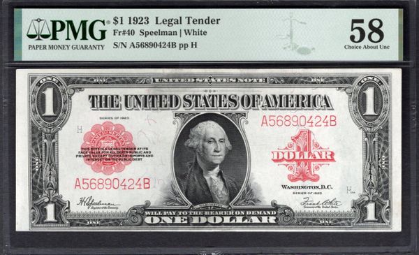 1923 $1 Legal Tender PMG 58 Fr.40 Item #1993967-003