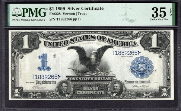 1899 $1 Silver Certificate Black Eagle Note PMG 35 EPQ Fr.228 Item #2078738-006