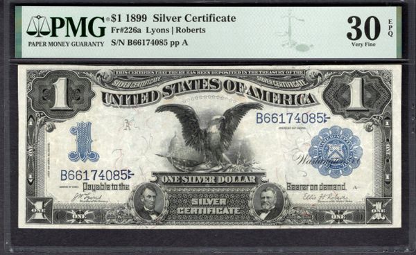 1899 $1 Silver Certificate Black Eagle Note PMG 30 EPQ Fr.226a Item #2079362-020