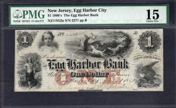 1861 $1 Egg Harbor City New Jersey PMG 15 Item #8001456-021