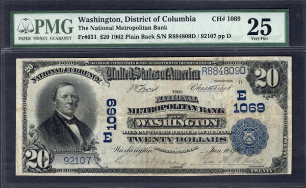 1902 $20 National Metropolitan Bank of Washington DC PMG 25 Fr.651 CH#1069 Item #1191188-002