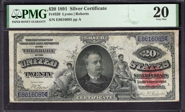 1891 $20 Silver Certificate Manning Note PMG 20 Fr.320 Item #1995207-002