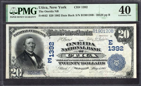 1902 $20 Oneida National Bank New York PMG 40 Fr.642 CH#1392 Item #1995497-003