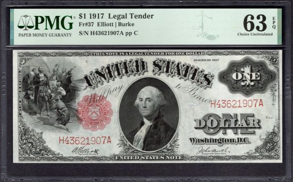 1917 $1 Legal Tender PMG 63 Fr.37 Item #2195552-004