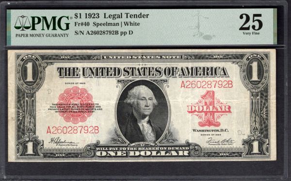 1923 $1 Legal Tender PMG 25 Fr.40 Item #1995798-008