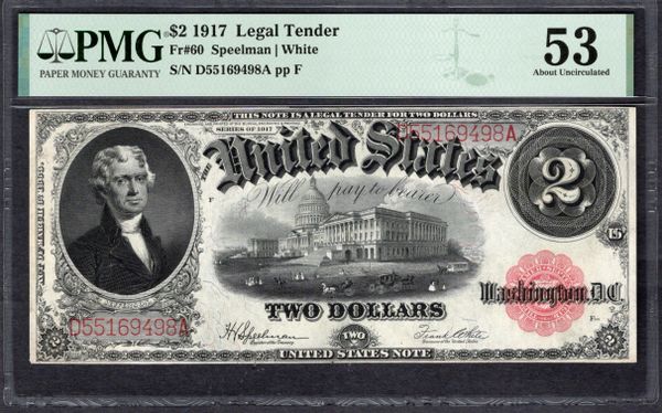 1917 $2 Legal Tender PMG 53 Fr.60 Item #2185036-004