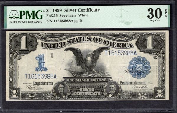 1899 $1 Silver Certificate Black Eagle Note PMG 30 EPQ Fr.236 Item #1995548-001