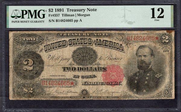 1891 $2 Treasury McPherson Note PMG 12 Fr.357 Item #1996157-004