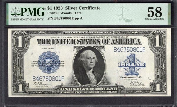 1923 $1 Silver Certificate PMG 58 Fr.239 Series Key Note Item #2078738-003