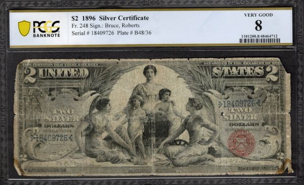 1896 $2 Silver Certificate Educational Note PCGS 8 Fr.248 Item #48464712