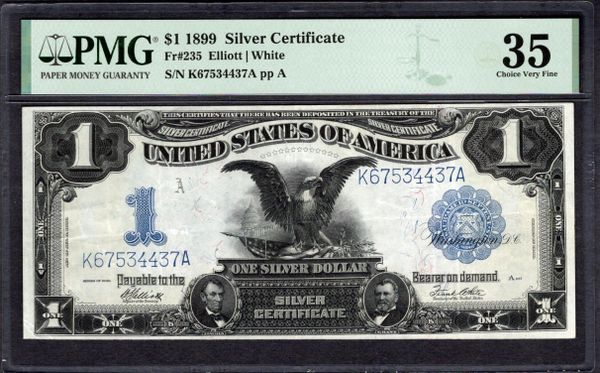 1899 $1 Silver Certificate Black Eagle Note PMG 35 Fr.235 Item #1997452-013