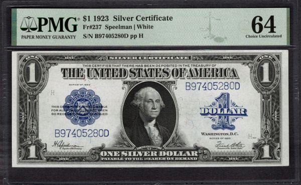 1923 $1 Silver Certificate PMG 64 Fr.237 Item #1996793-013