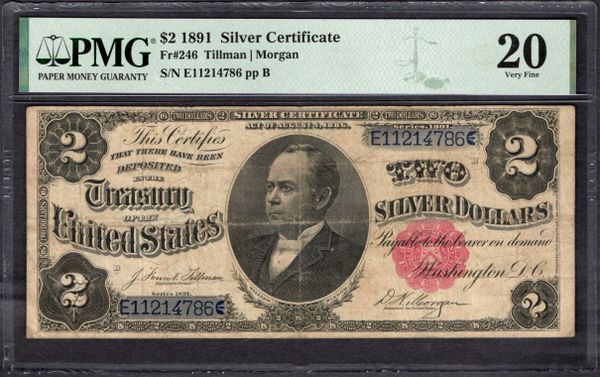 1891 $2 Silver Certificate Windom Note PMG 20 Fr.246 Item #1997072-006