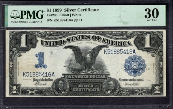 1899 $1 Silver Certificate Black Eagle Note PMG 30 Fr.235 Item #1996978-005