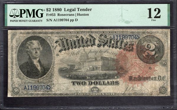 1880 $2 Legal Tender PMG 12 Fr.53 Item #2293159-005